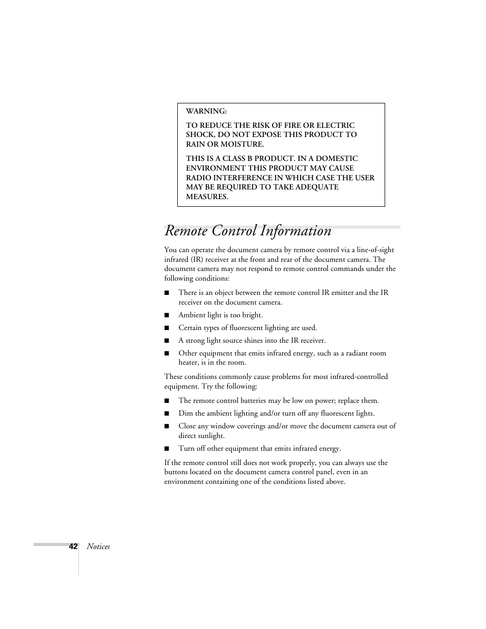 Remote control information | Epson ELPDC02 User Manual | Page 48 / 55