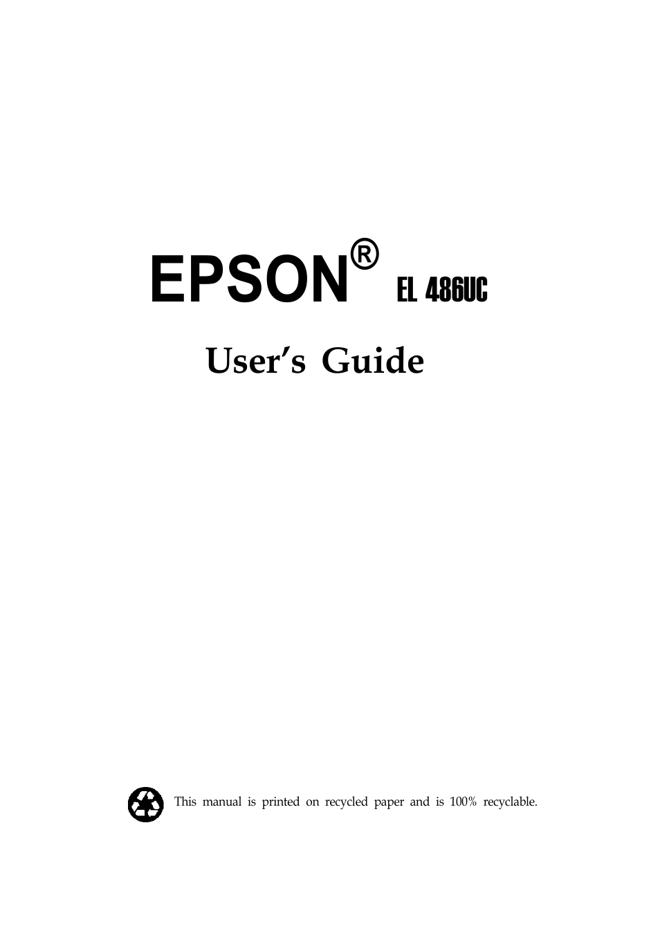 Epson EL 486UC User Manual | 132 pages