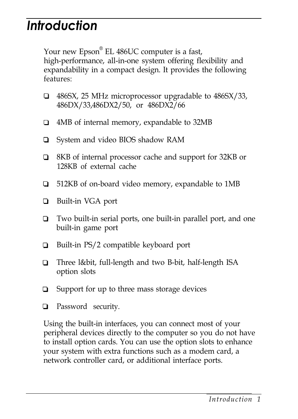 Introduction | Epson EL 486UC User Manual | Page 12 / 132