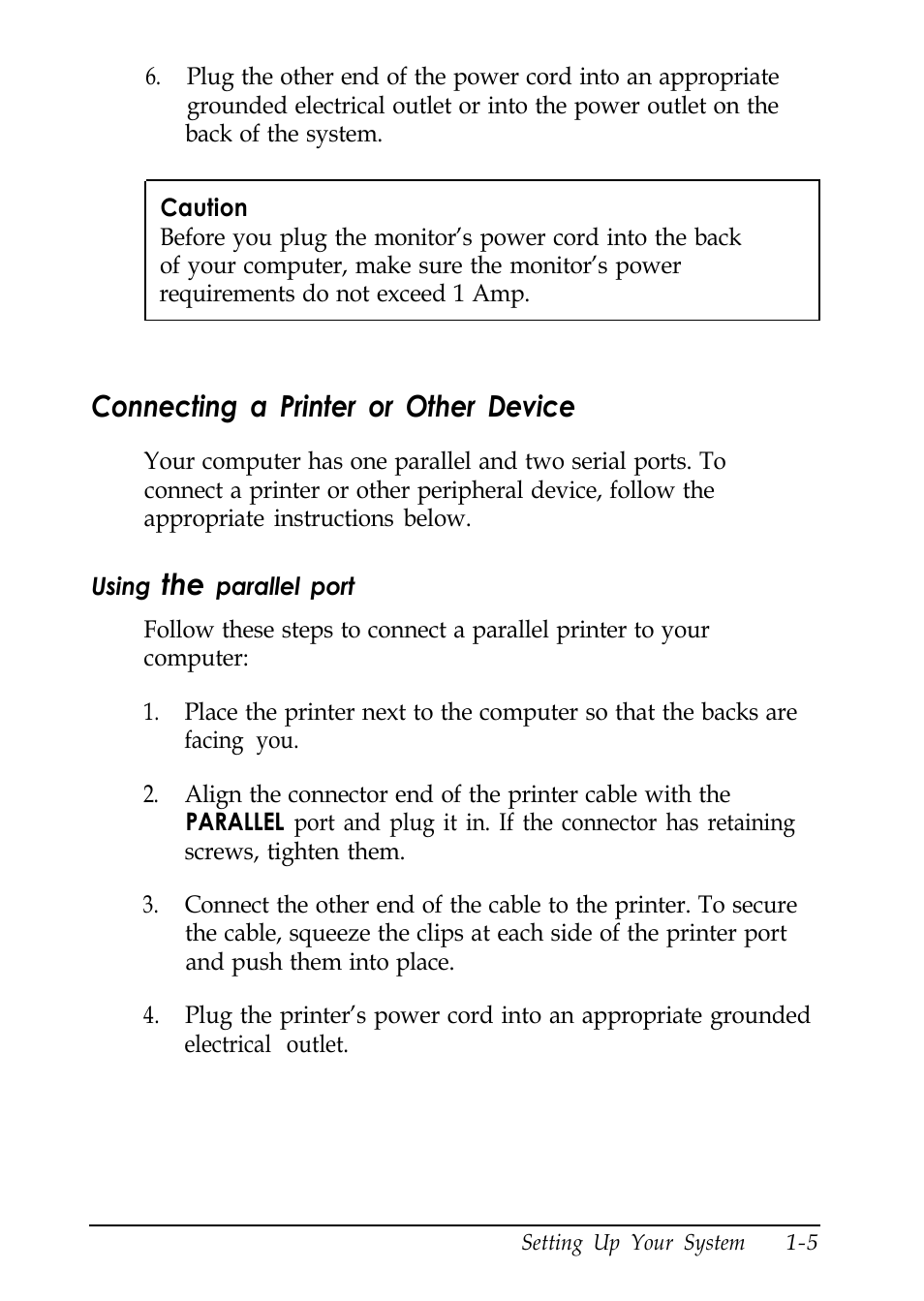 Connecting a printer or other device | Epson EL 486UC User Manual | Page 21 / 132