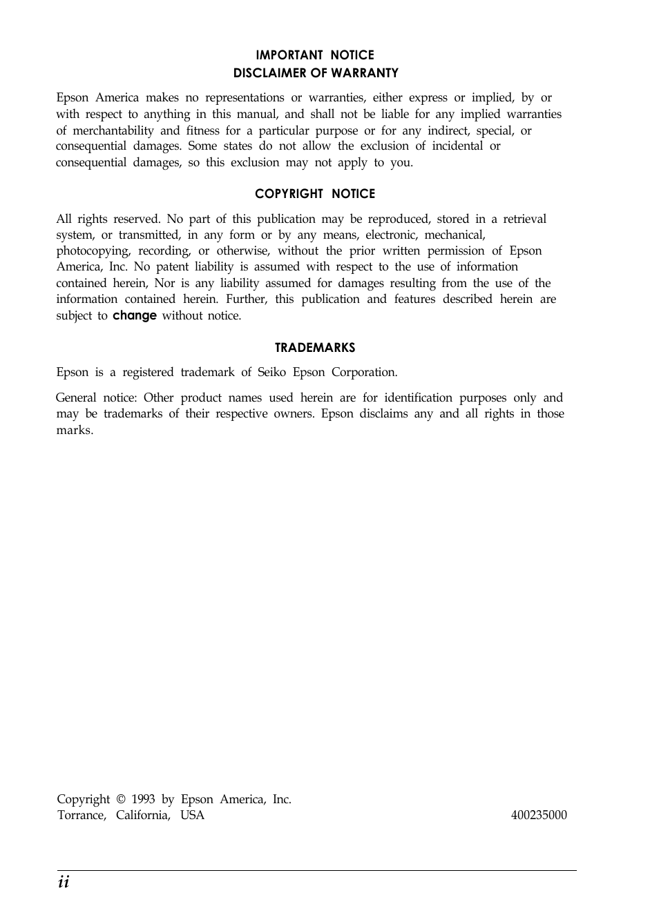 Epson EL 486UC User Manual | Page 3 / 132