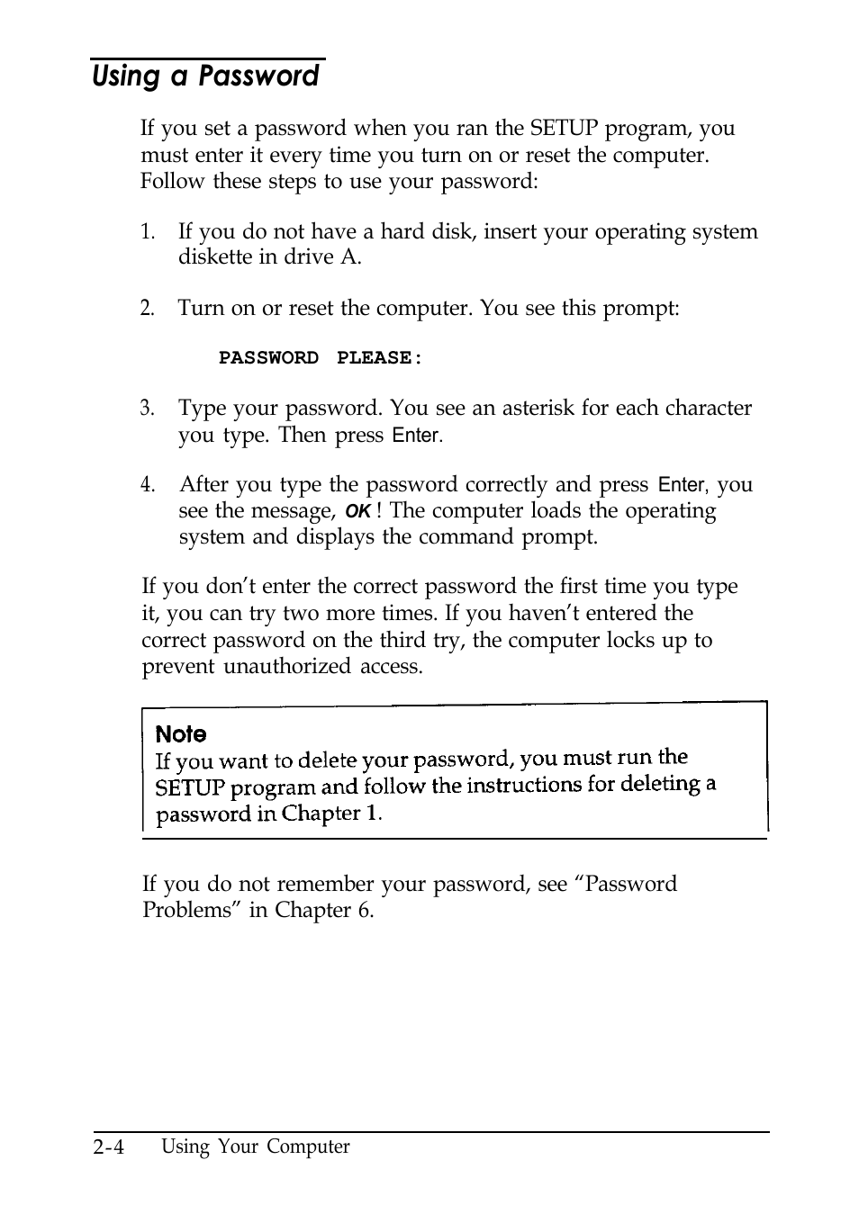 Using a password | Epson EL 486UC User Manual | Page 41 / 132