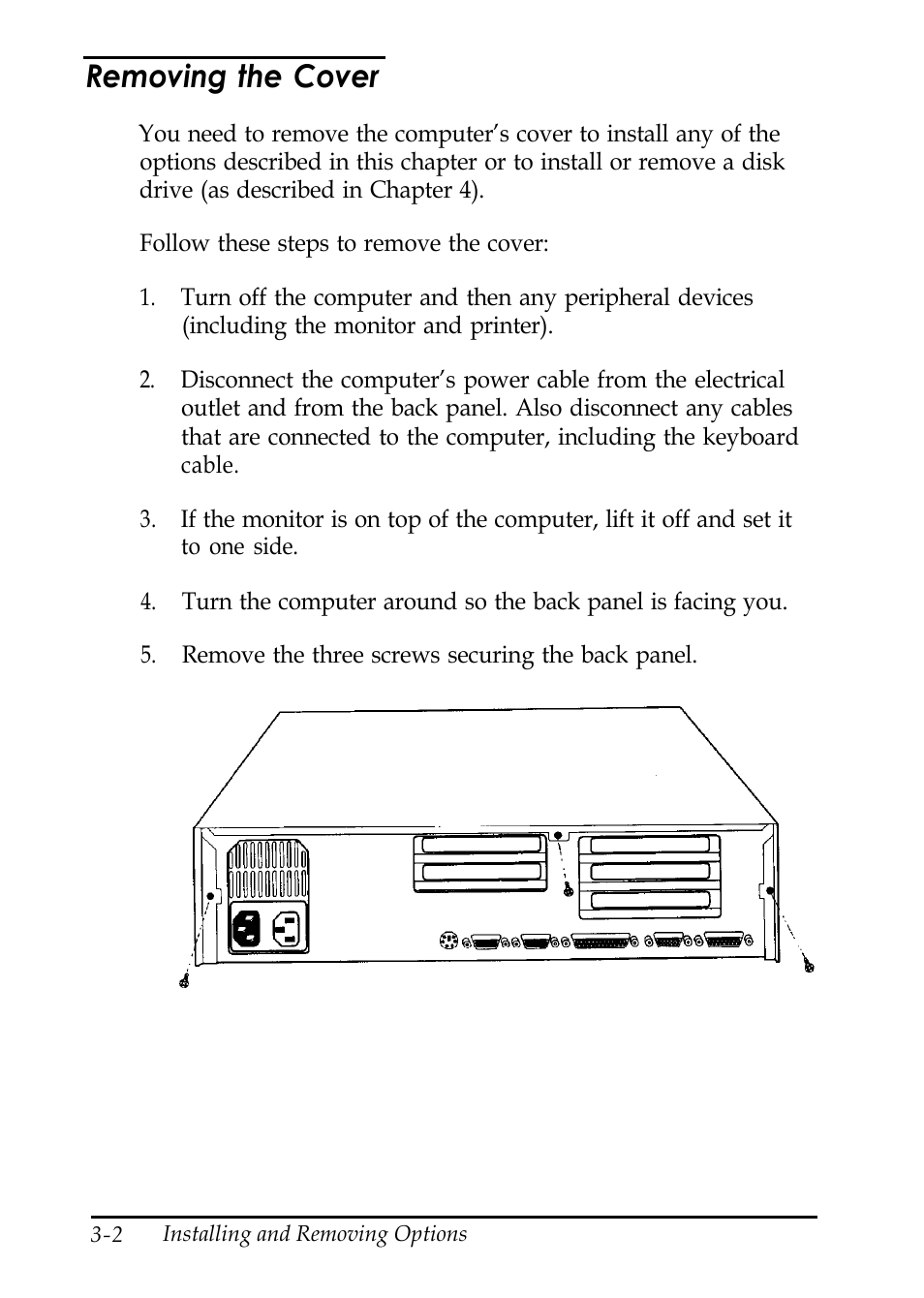 Removing the cover | Epson EL 486UC User Manual | Page 45 / 132