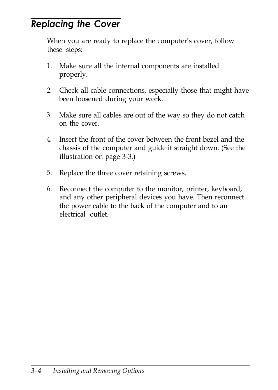 Replacing the cover | Epson EL 486UC User Manual | Page 47 / 132