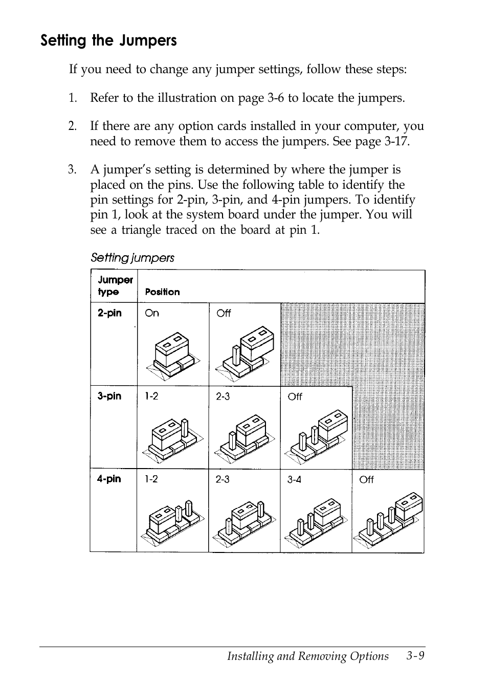 Setting the jumpers | Epson EL 486UC User Manual | Page 52 / 132