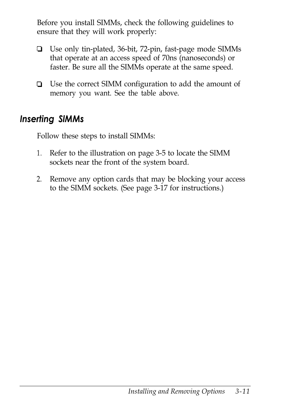 Inserting slmms | Epson EL 486UC User Manual | Page 54 / 132