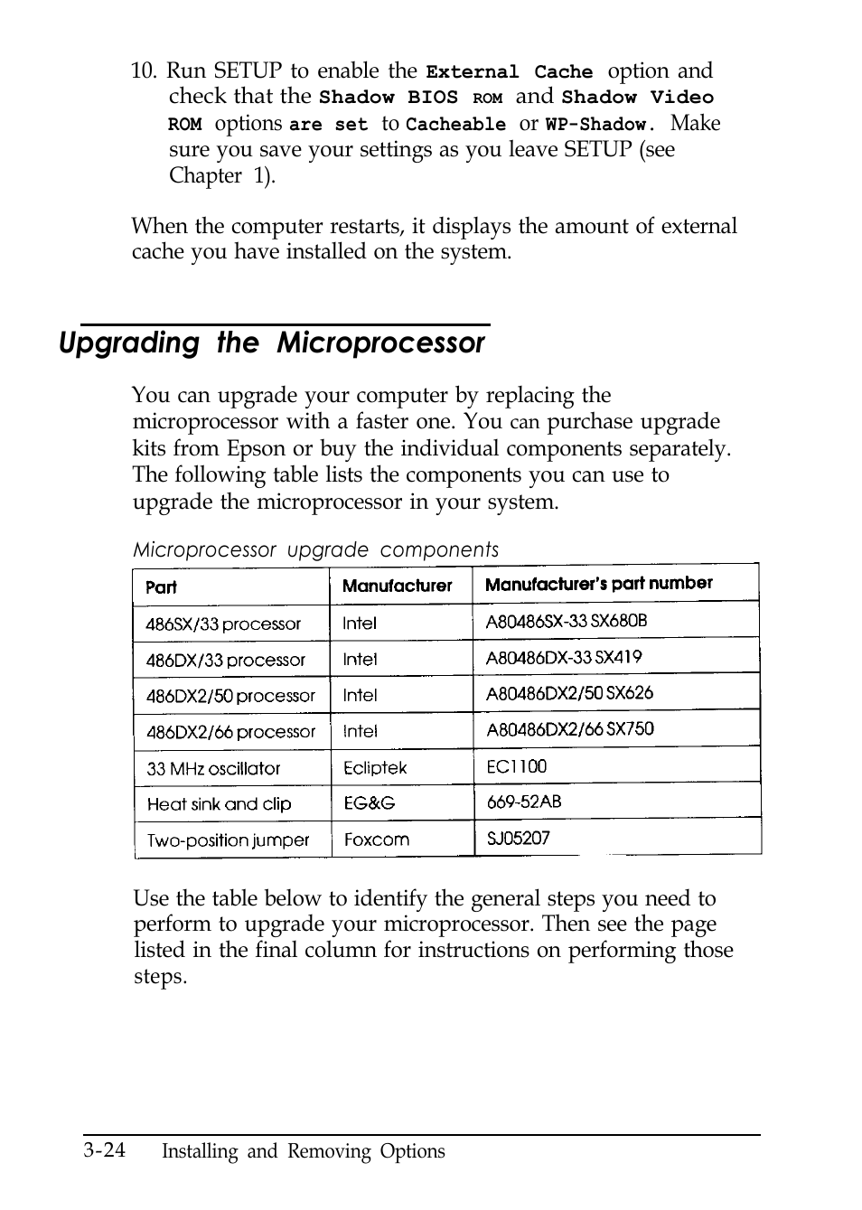 Upgrading the microprocessor | Epson EL 486UC User Manual | Page 67 / 132