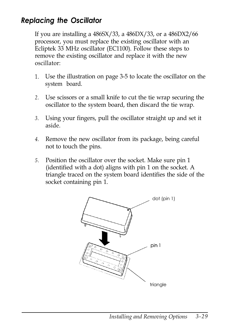 Replacing the oscillator | Epson EL 486UC User Manual | Page 72 / 132