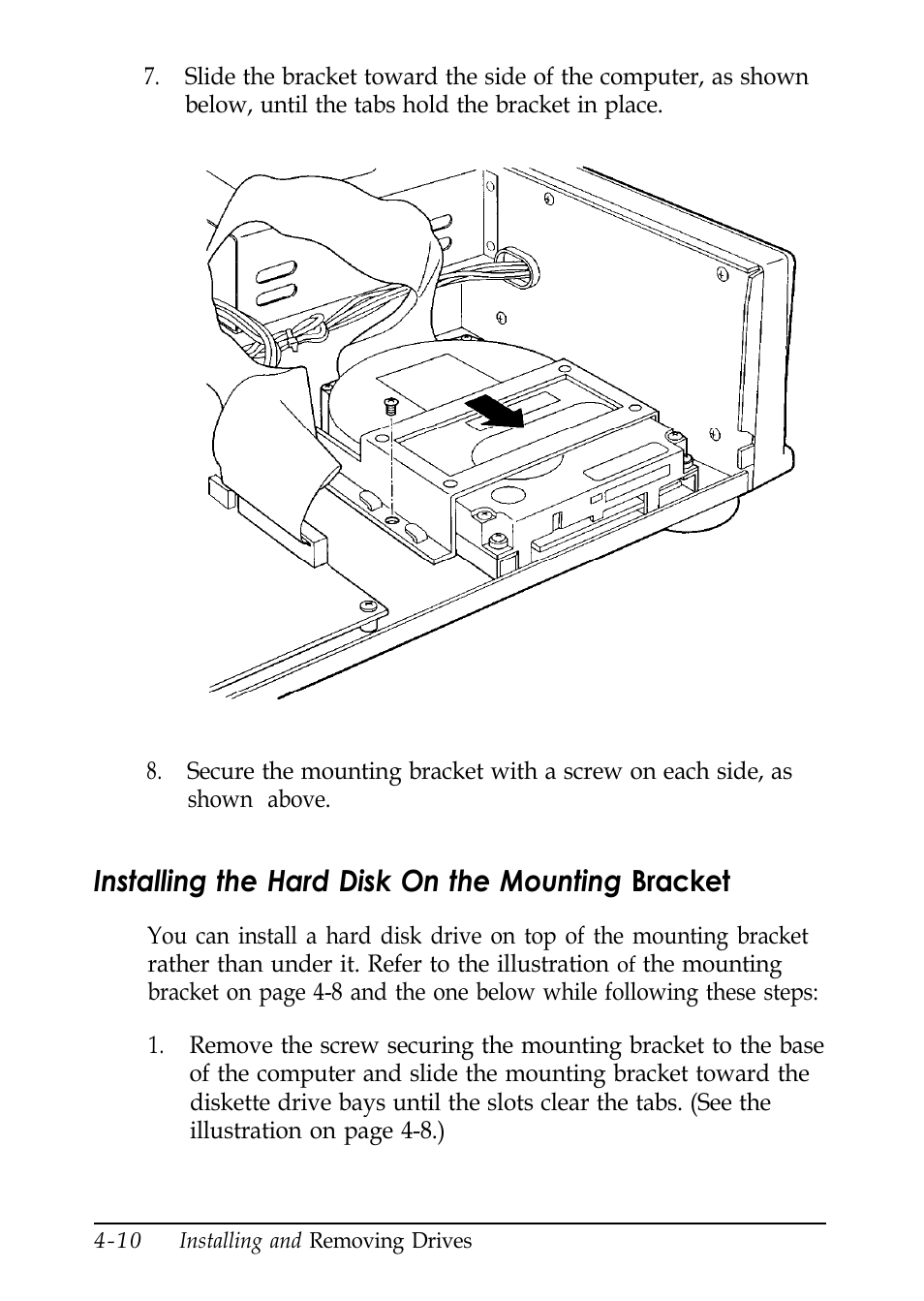 Installing the hard disk on the mounting bracket | Epson EL 486UC User Manual | Page 83 / 132