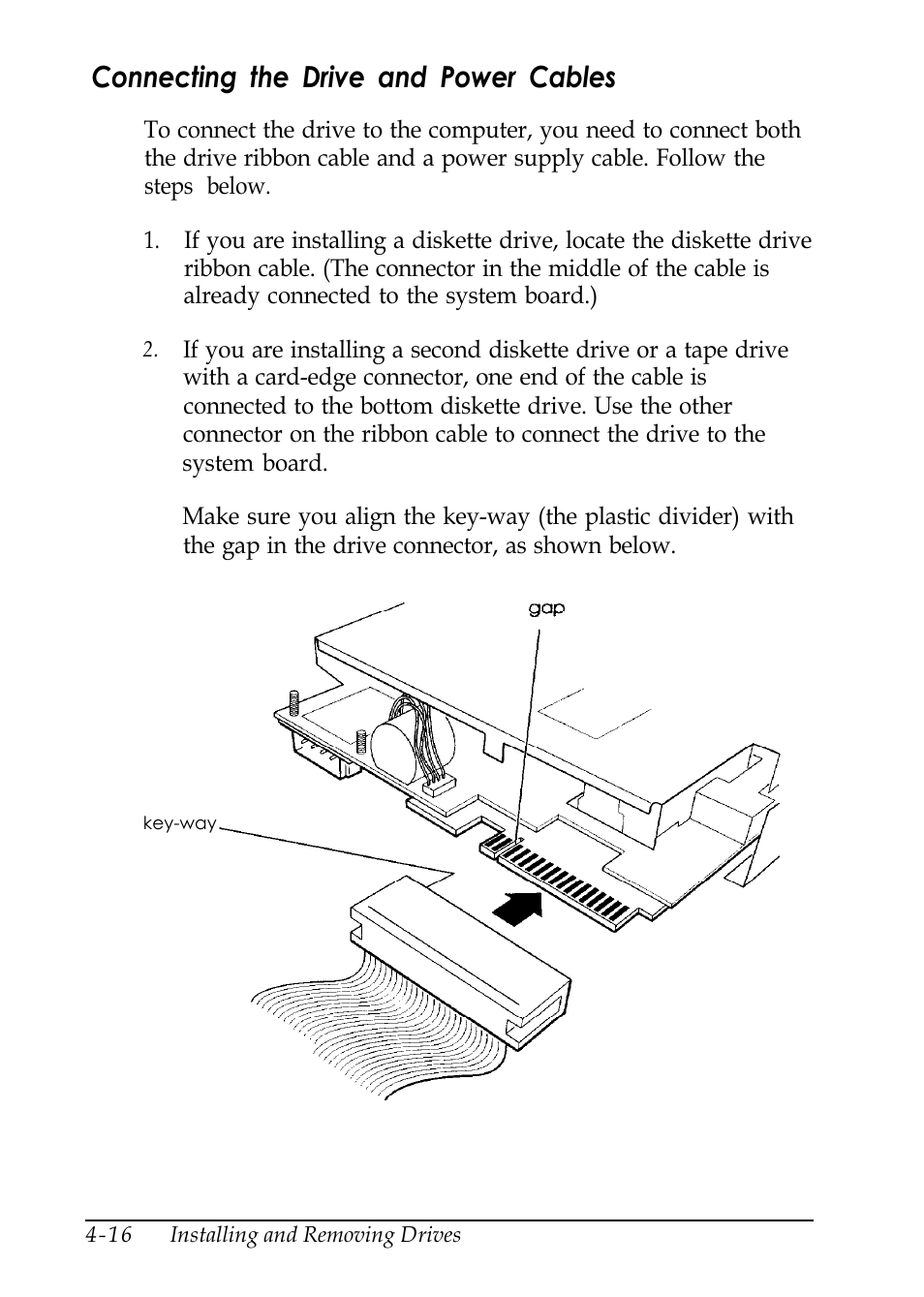 Connecting the drive and power cables | Epson EL 486UC User Manual | Page 89 / 132