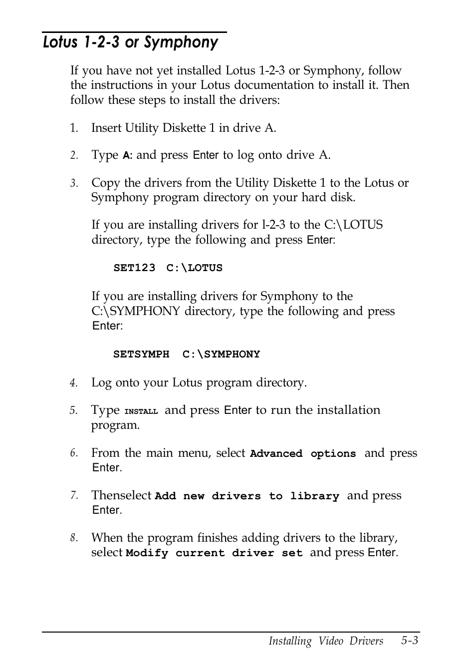 Lotus 1 -2-3 or symphony, Lotus 1-2-3 or symphony | Epson EL 486UC User Manual | Page 96 / 132