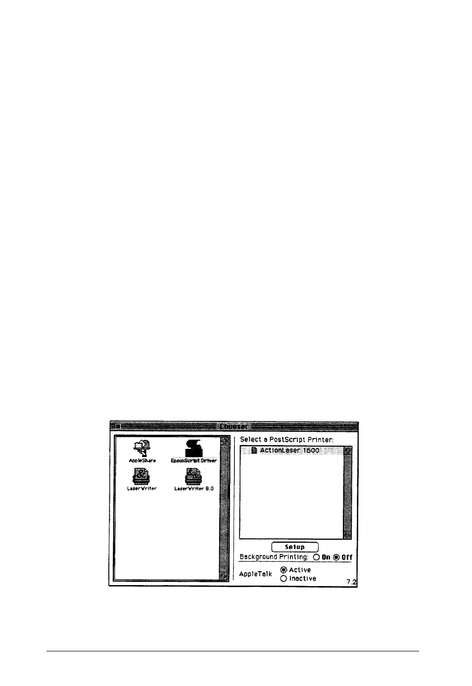 Selecting the epsonscript driver | Epson ActionLaser 1600 User Manual | Page 21 / 58