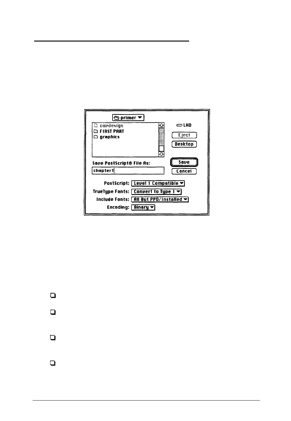 Saving postscript-compatible files | Epson ActionLaser 1600 User Manual | Page 33 / 58