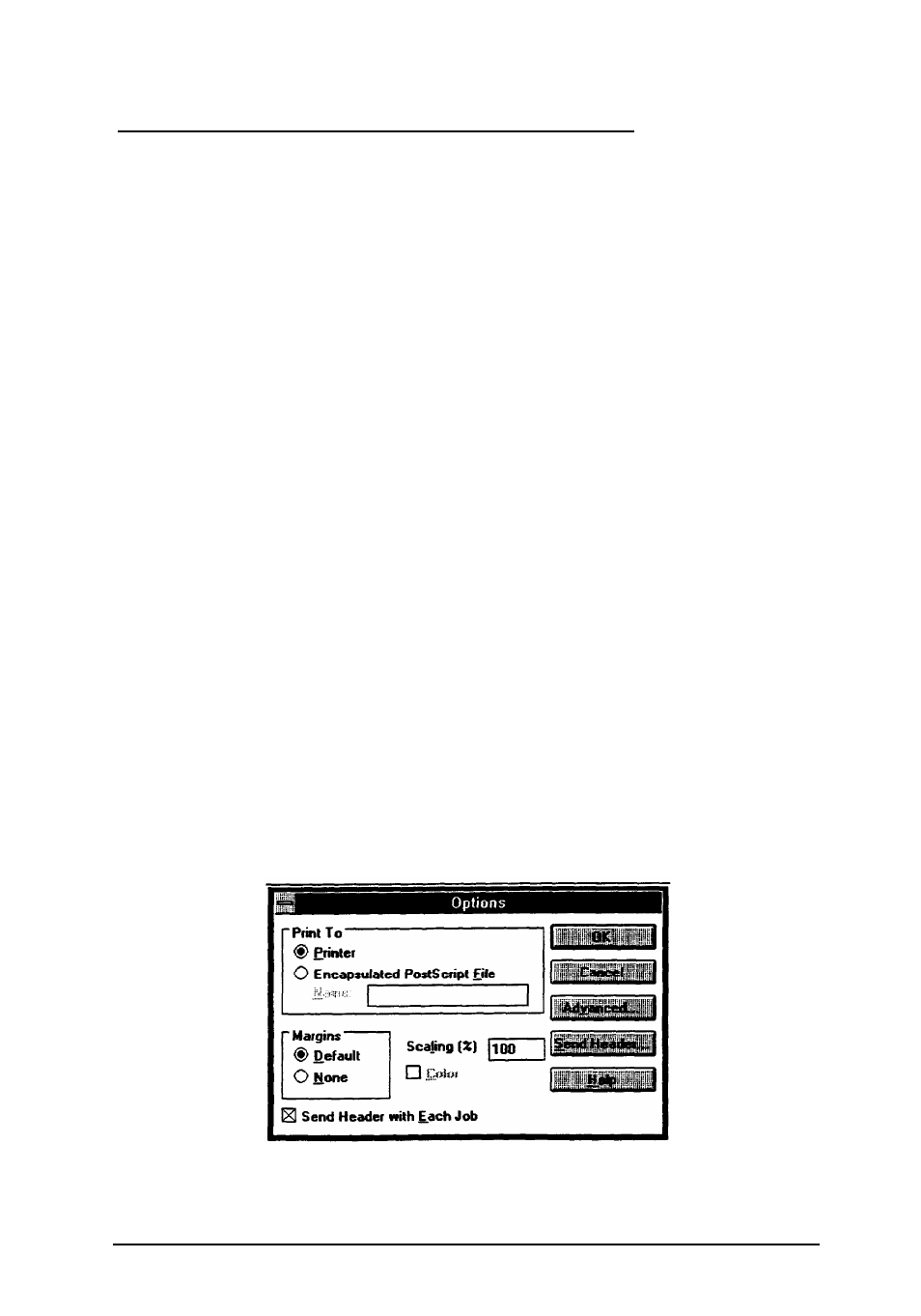 Using the epsonscript, Accessing epsonscript driver settings, Windows driver | Epson ActionLaser 1600 User Manual | Page 46 / 58