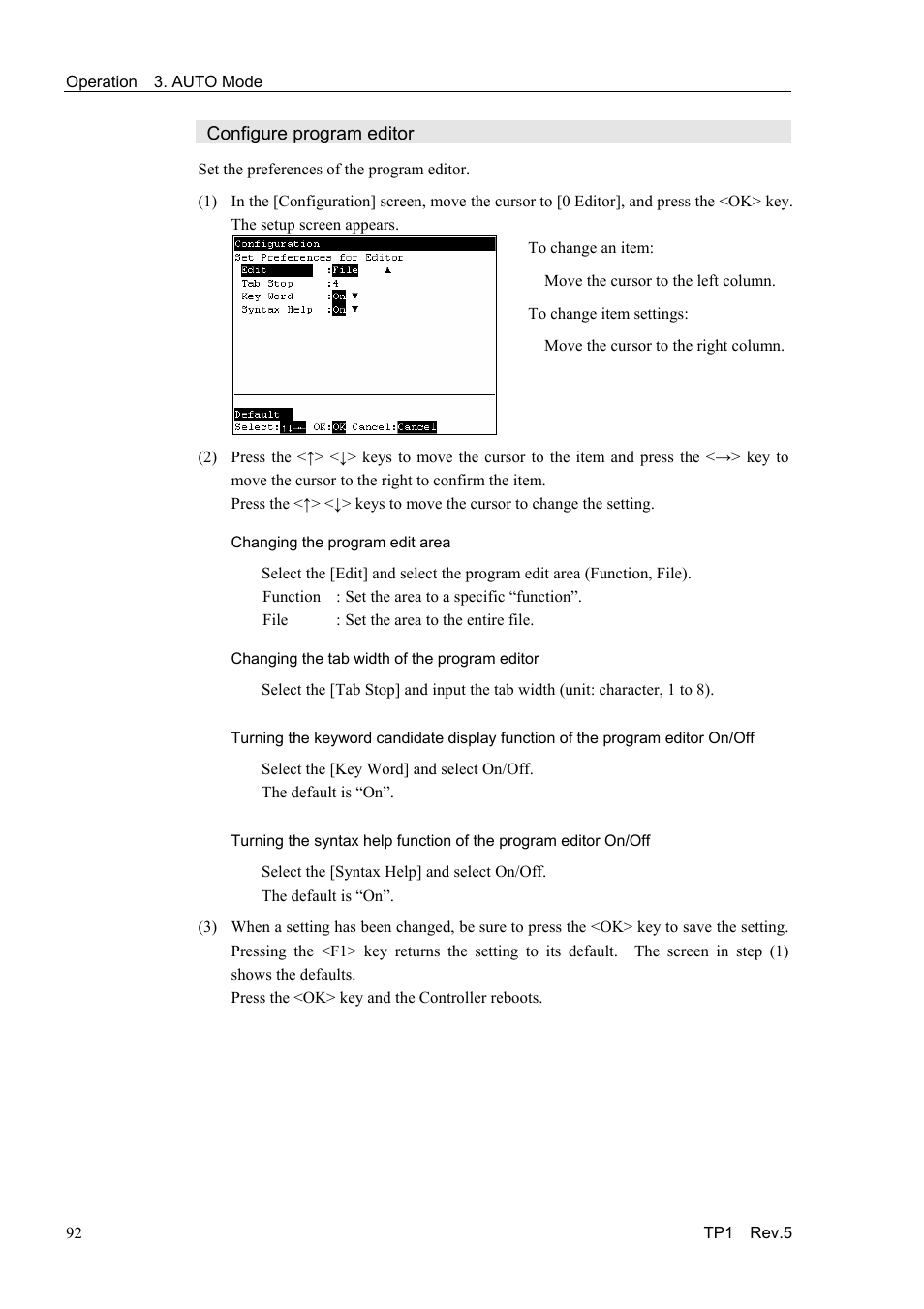 Configure program editor | Epson TP1 User Manual | Page 102 / 112