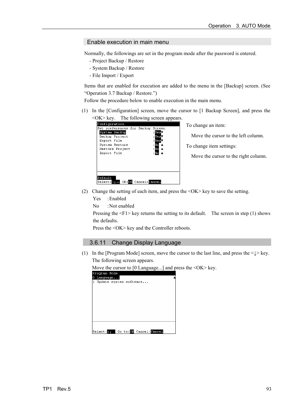 Enable execution in main menu, 11 change display language | Epson TP1 User Manual | Page 103 / 112