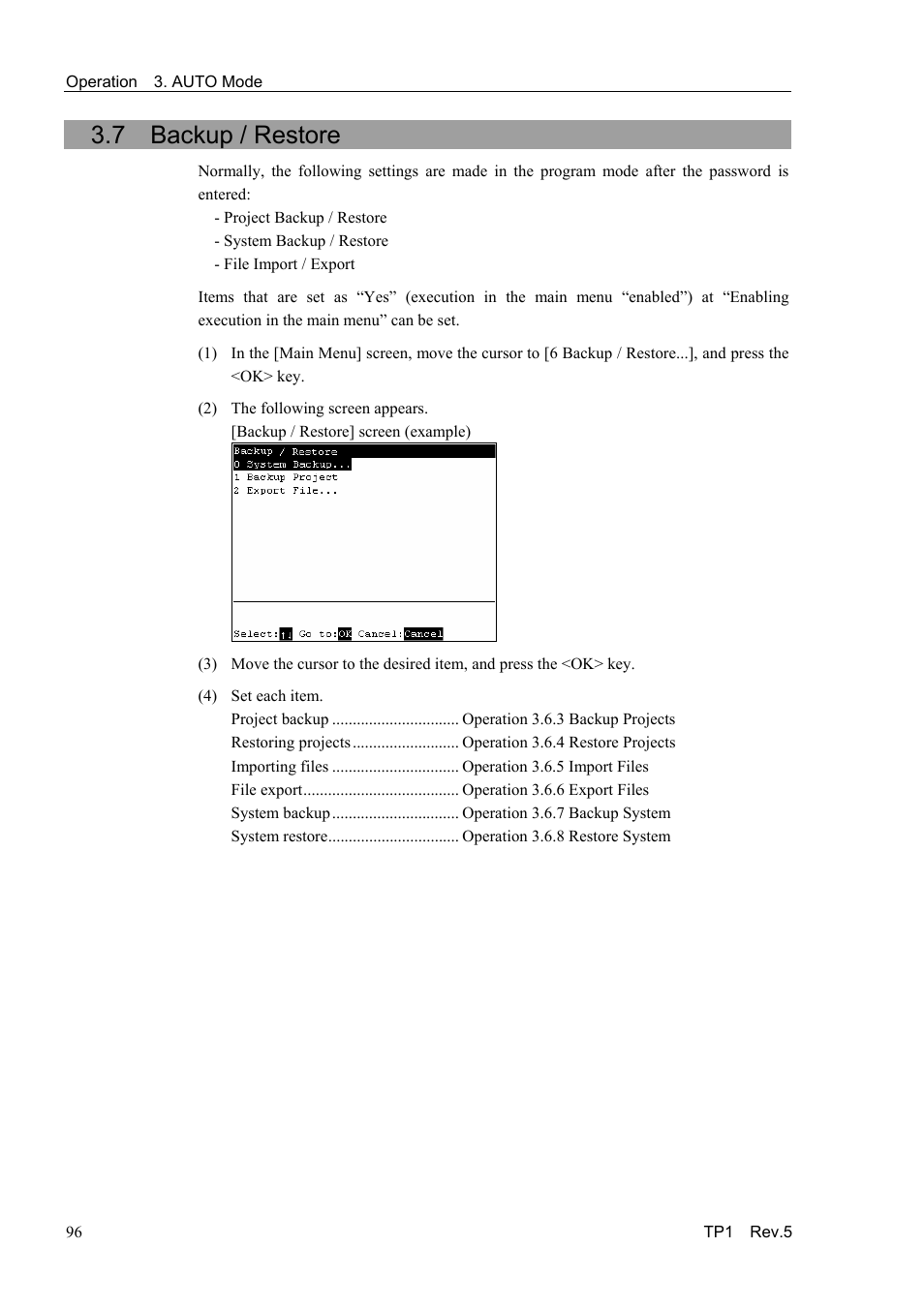 7 backup / restore | Epson TP1 User Manual | Page 106 / 112