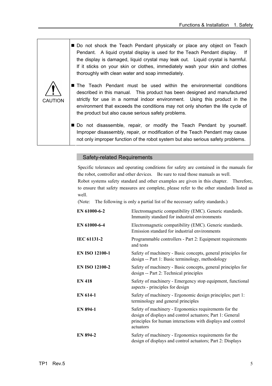 Safety-related requirements | Epson TP1 User Manual | Page 15 / 112