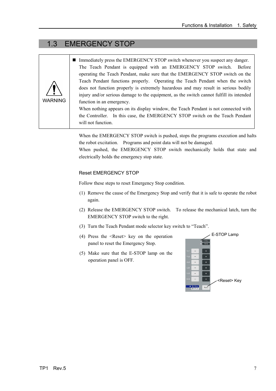 3 emergency stop | Epson TP1 User Manual | Page 17 / 112