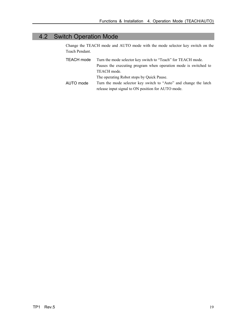 2 switch operation mode | Epson TP1 User Manual | Page 29 / 112