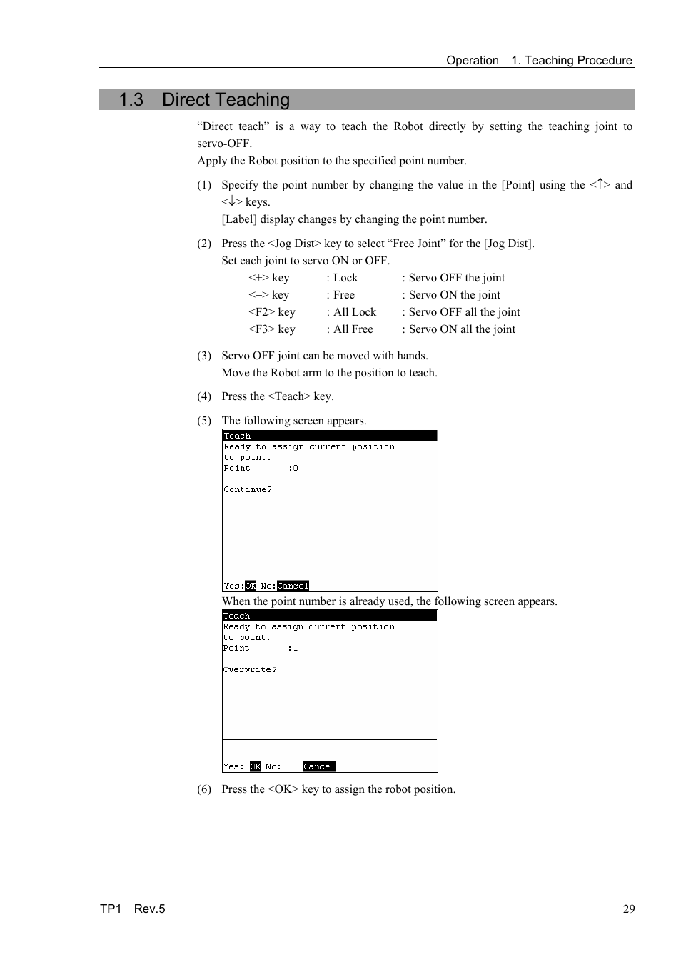 3 direct teaching | Epson TP1 User Manual | Page 39 / 112