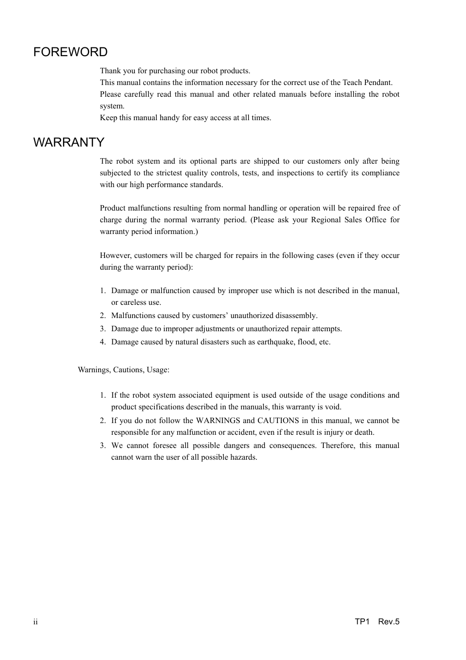 Foreword, Warranty | Epson TP1 User Manual | Page 4 / 112