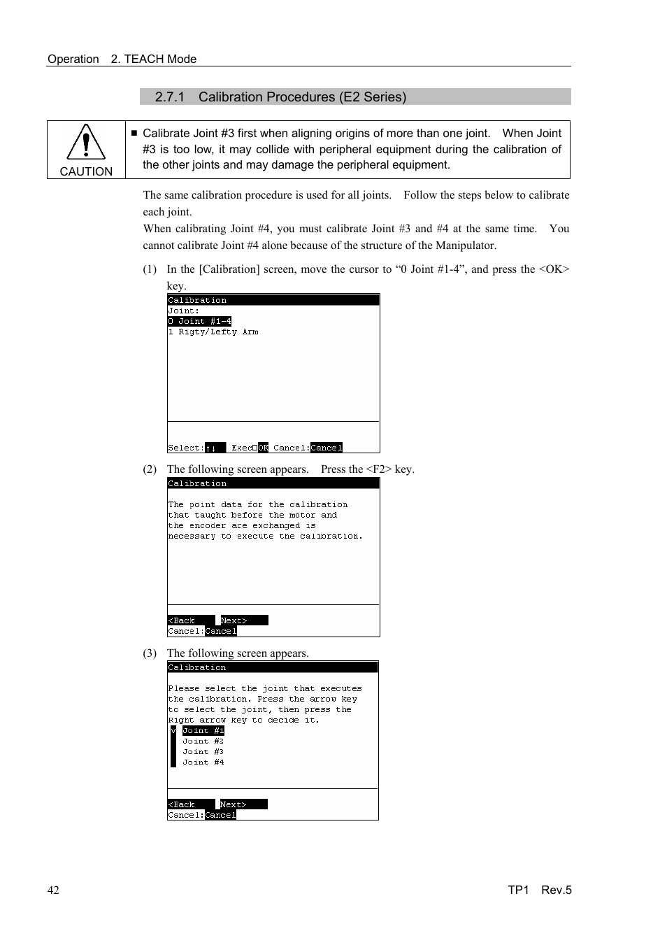 1 calibration procedures (e2 series) | Epson TP1 User Manual | Page 52 / 112