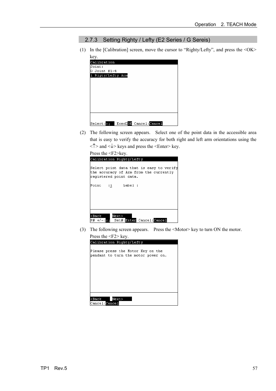 3 setting righty / lefty (e2 series / g sereis) | Epson TP1 User Manual | Page 67 / 112