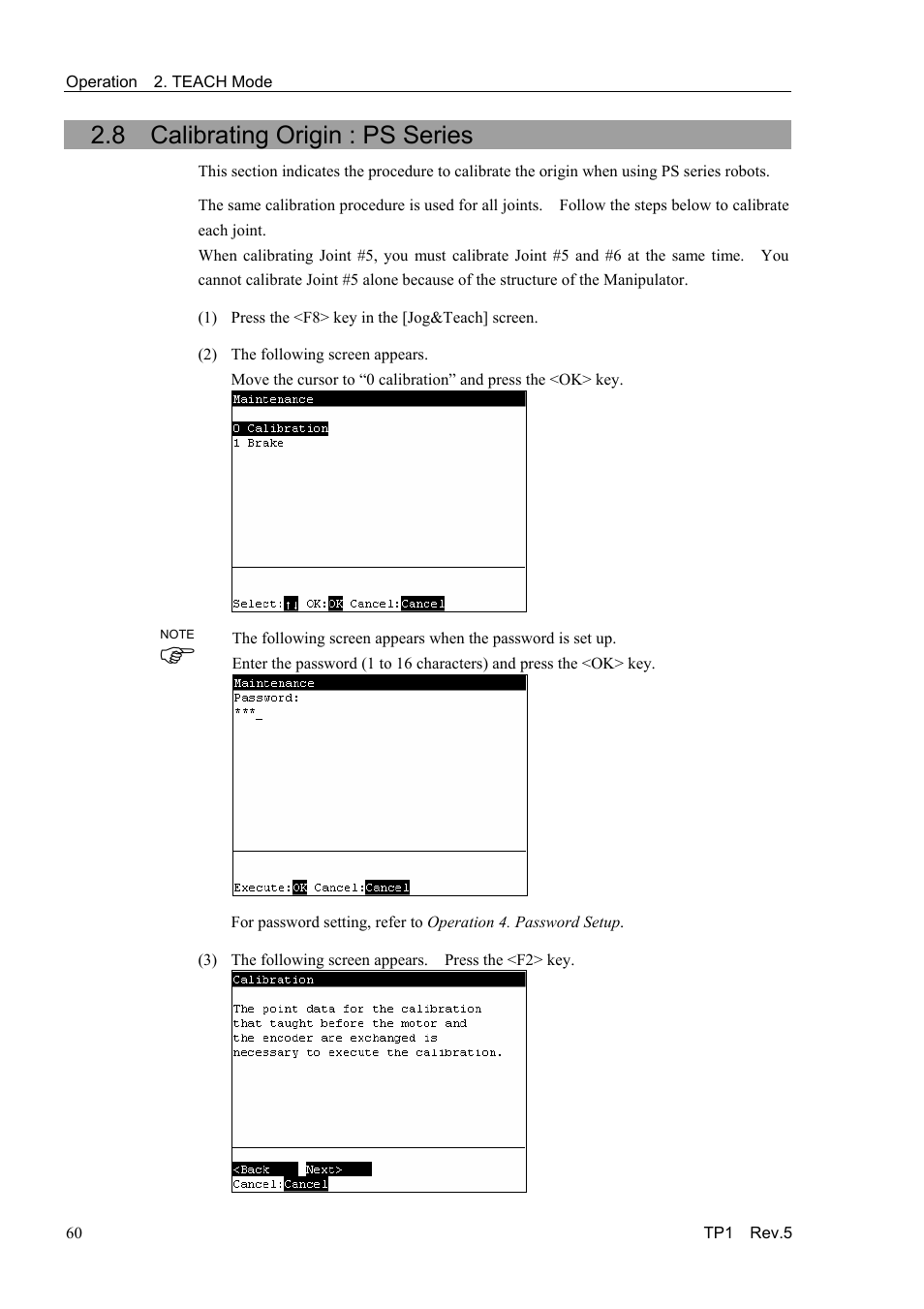 8 calibrating origin : ps series | Epson TP1 User Manual | Page 70 / 112