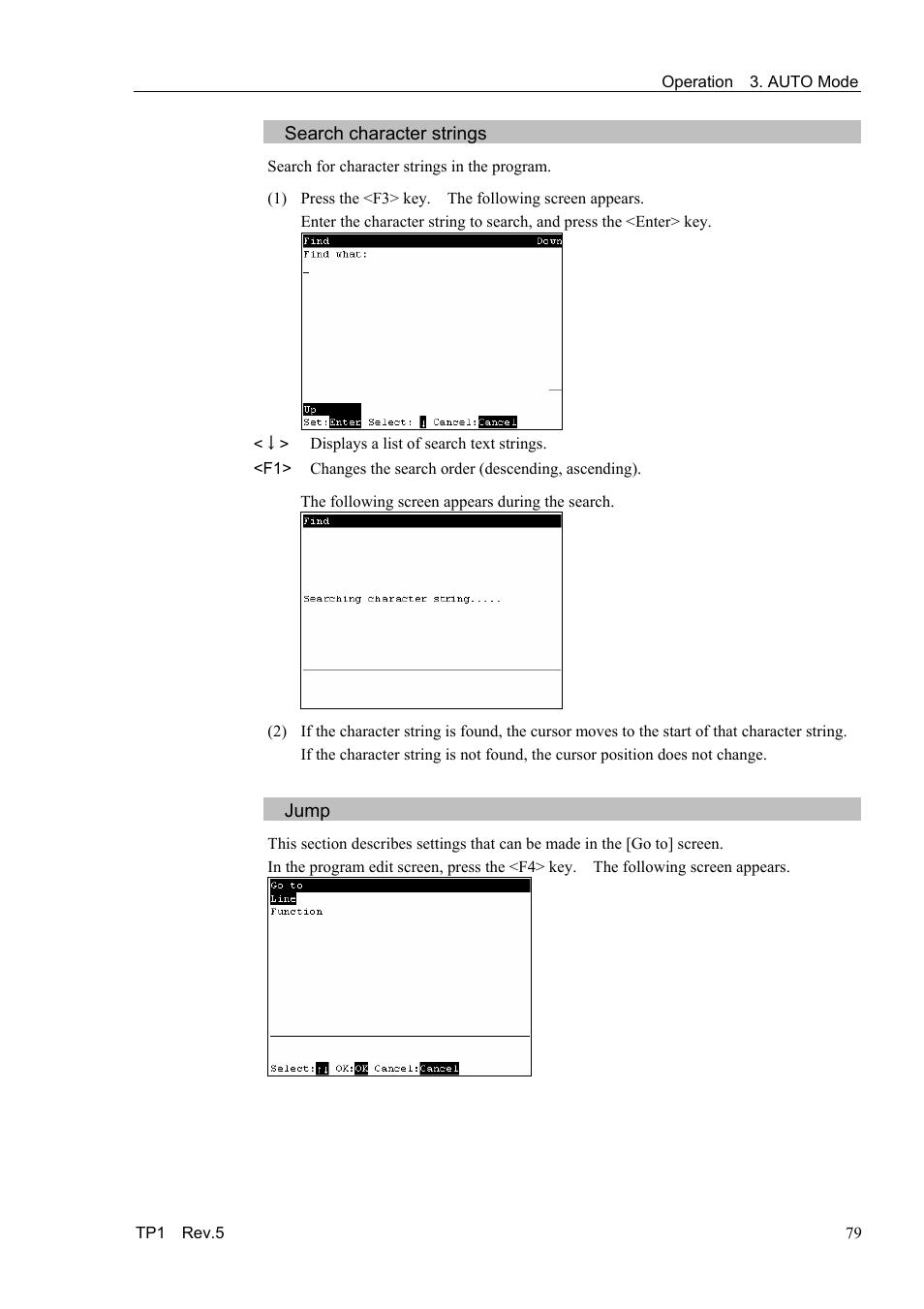 Search character strings, Jump | Epson TP1 User Manual | Page 89 / 112