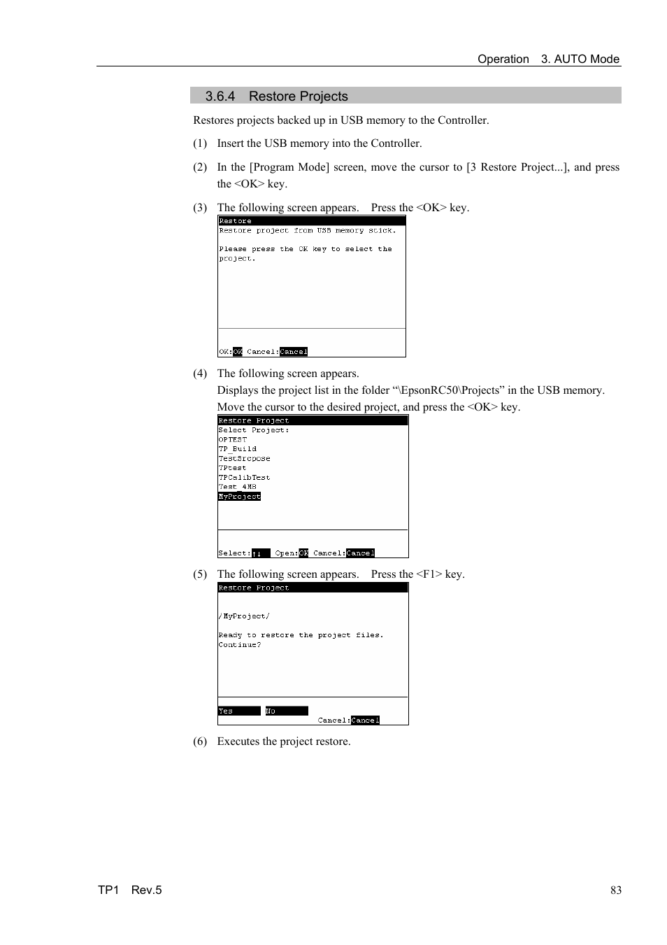 4 restore projects | Epson TP1 User Manual | Page 93 / 112