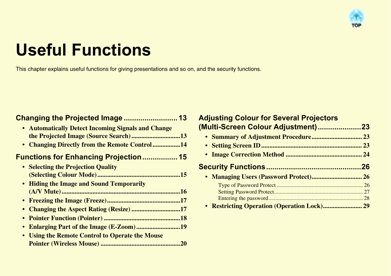 Useful functions | Epson EMP-1715/1710 User Manual | Page 12 / 77