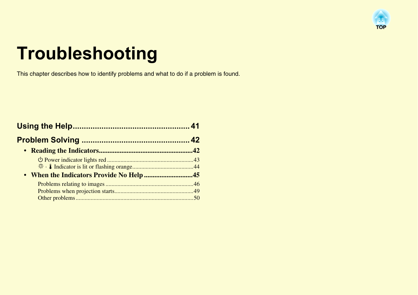 Troubleshooting | Epson EMP-1715/1710 User Manual | Page 40 / 77