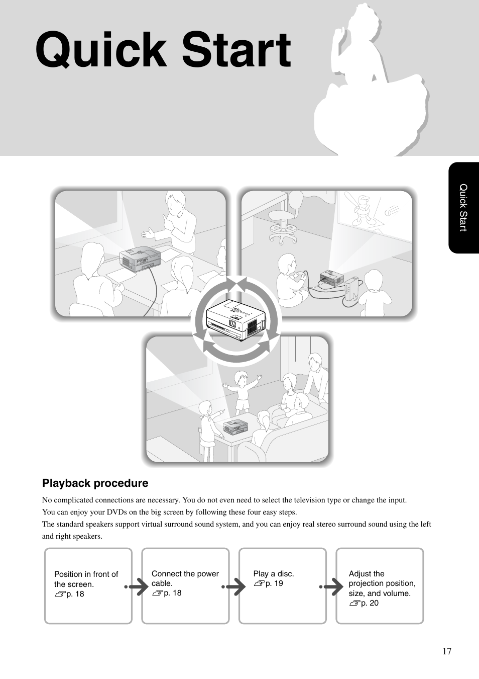 Quick start | Epson EB-W8D User Manual | Page 19 / 91