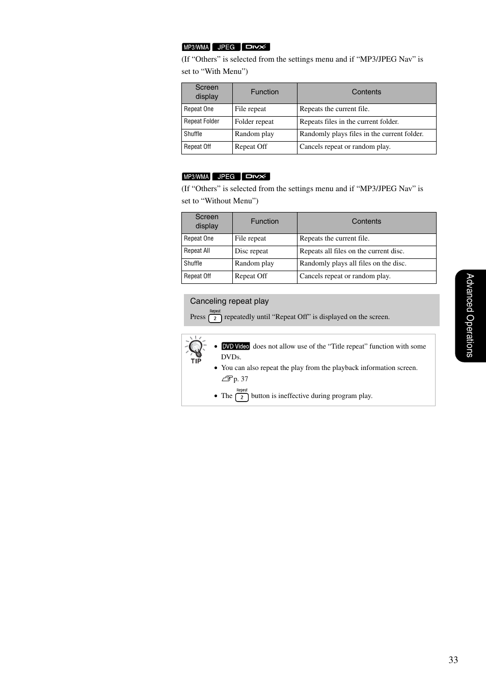 33 adv anced oper ations | Epson EB-W8D User Manual | Page 35 / 91