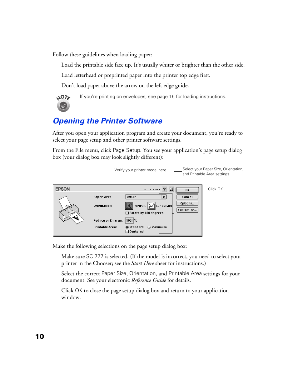 Opening the printer software | Epson 777/777i User Manual | Page 14 / 53