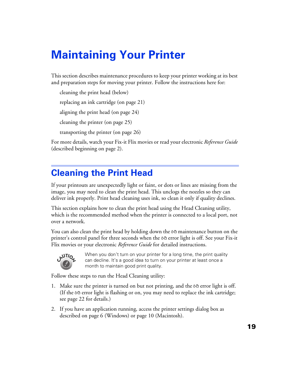 Maintaining your printer, Cleaning the print head | Epson 777/777i User Manual | Page 23 / 53