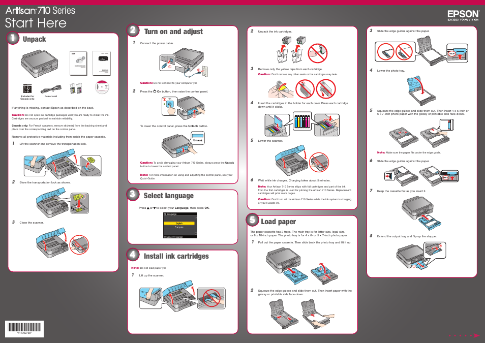 Epson Artisan 710 Series User Manual | 4 pages