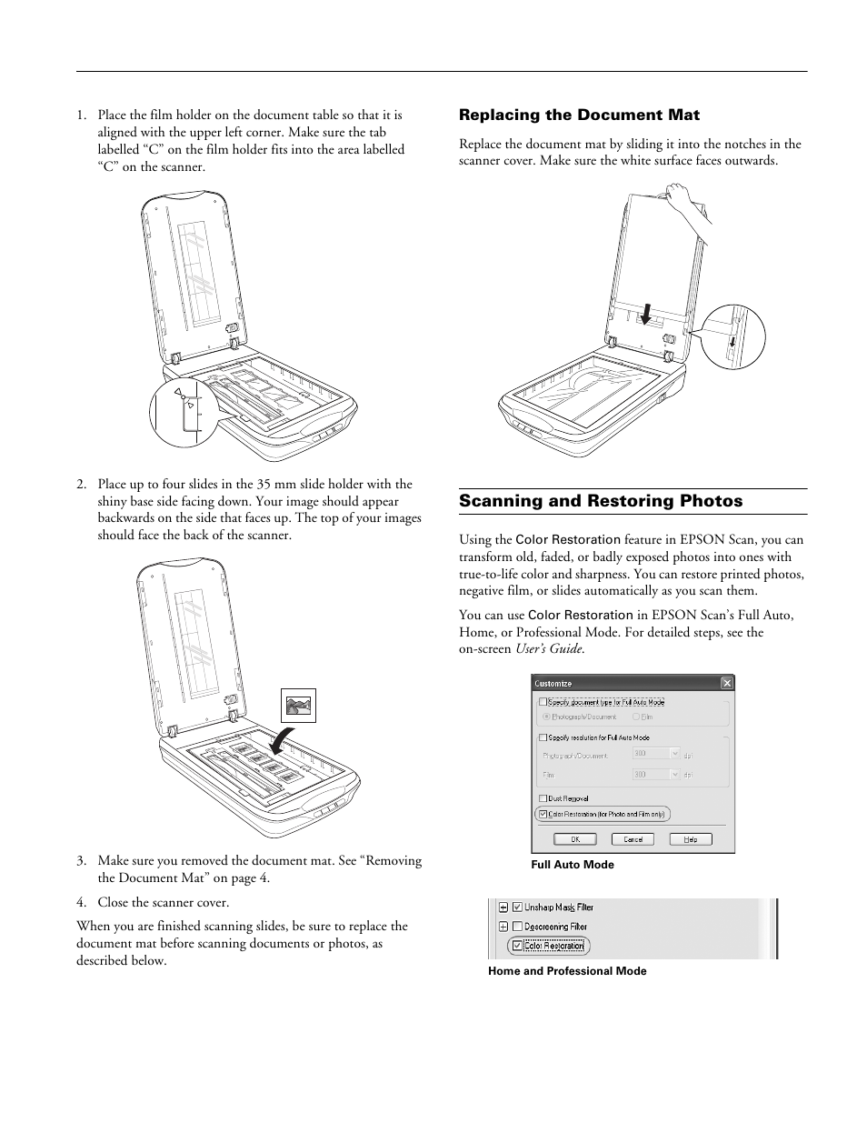 Scanning and restoring photos | Epson Perfection Photo Scanner 4490 User Manual | Page 7 / 10