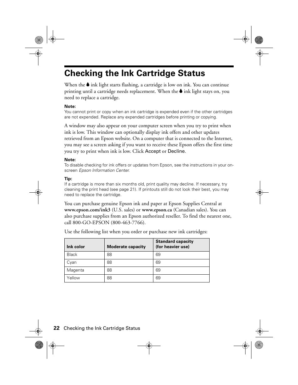 Checking the ink cartridge status | Epson Stylus NX100 User Manual | Page 22 / 40
