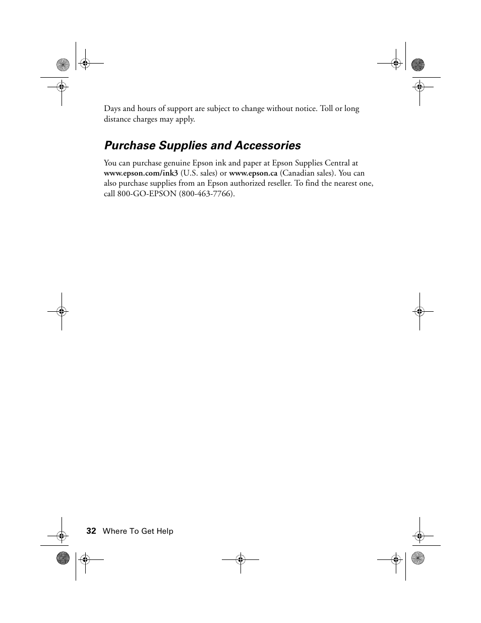 Purchase supplies and accessories | Epson Stylus NX100 User Manual | Page 32 / 40