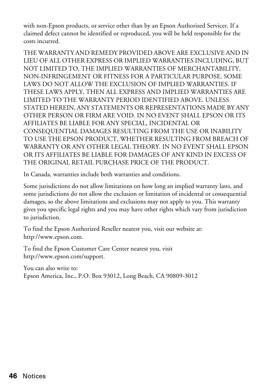 Epson STYLUS NX410 User Manual | Page 46 / 48