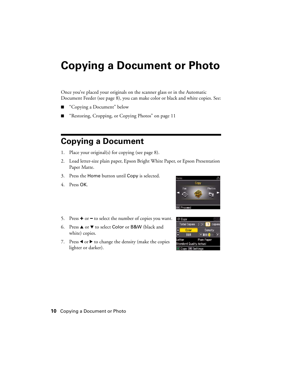 Copying a document or photo, Copying a document | Epson WorkForce 600 Series User Manual | Page 10 / 56