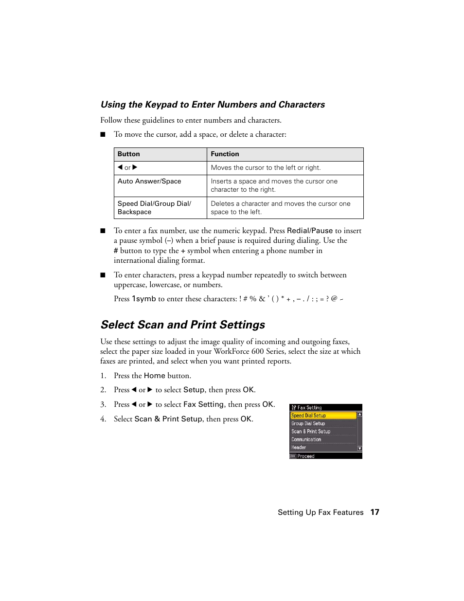 Select scan and print settings | Epson WorkForce 600 Series User Manual | Page 17 / 56