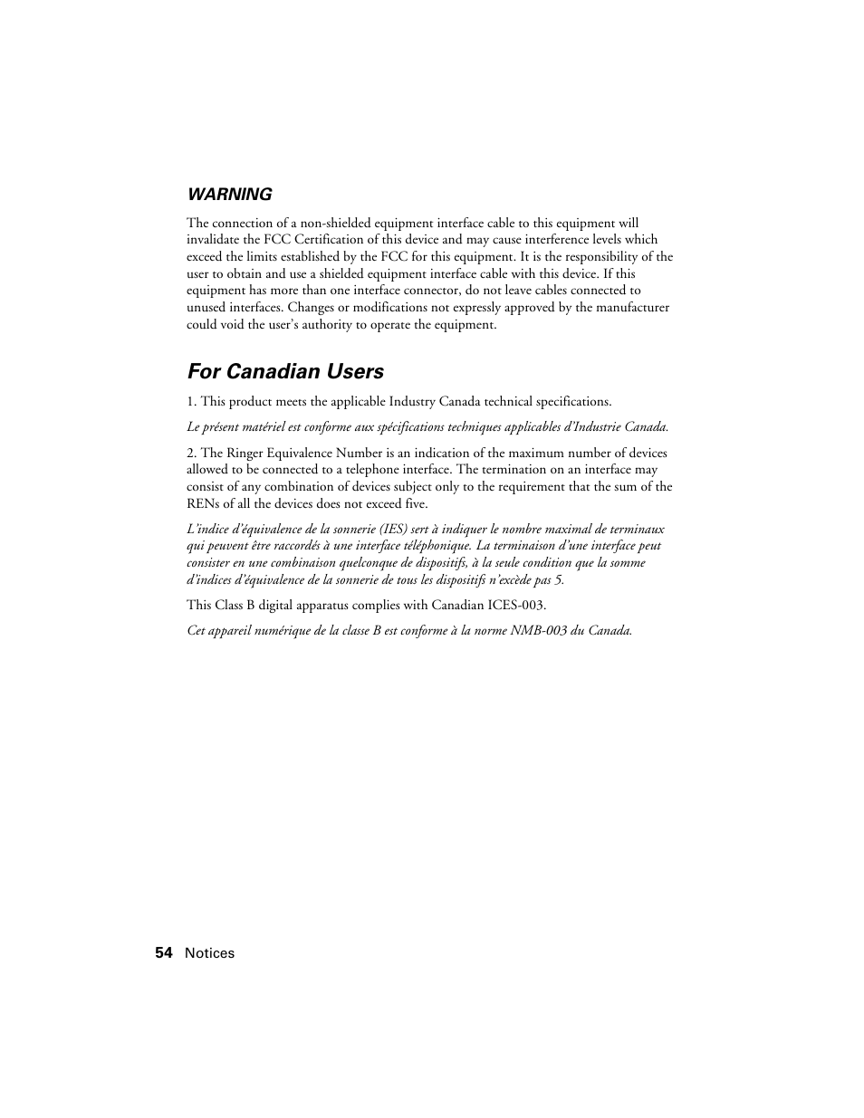For canadian users | Epson WorkForce 600 Series User Manual | Page 54 / 56