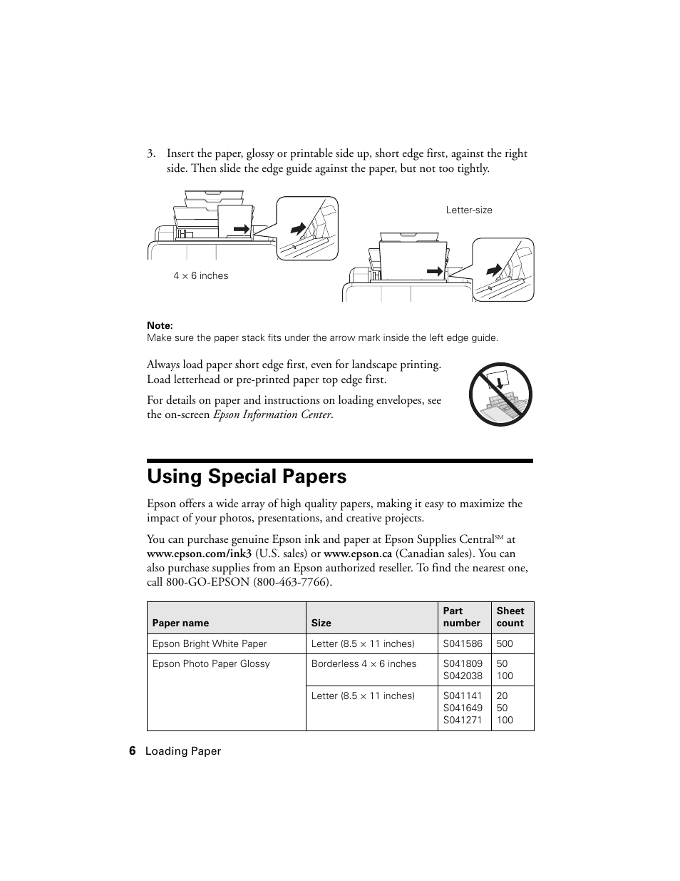 Using special papers | Epson WorkForce 600 Series User Manual | Page 6 / 56