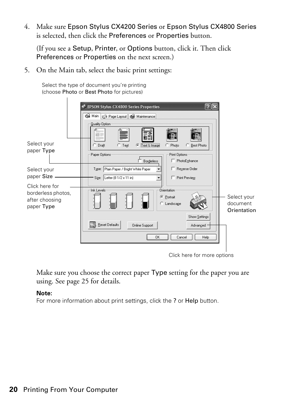 Epson Stylus CX4800 User Manual | Page 20 / 48