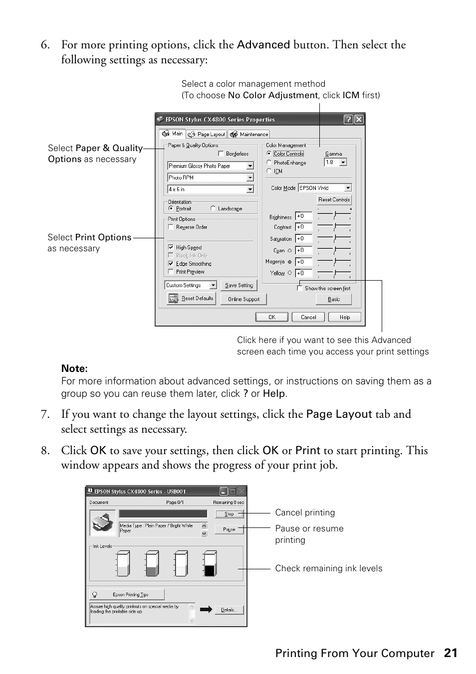 Epson Stylus CX4800 User Manual | Page 21 / 48