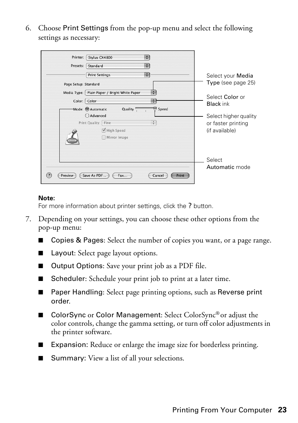 Epson Stylus CX4800 User Manual | Page 23 / 48
