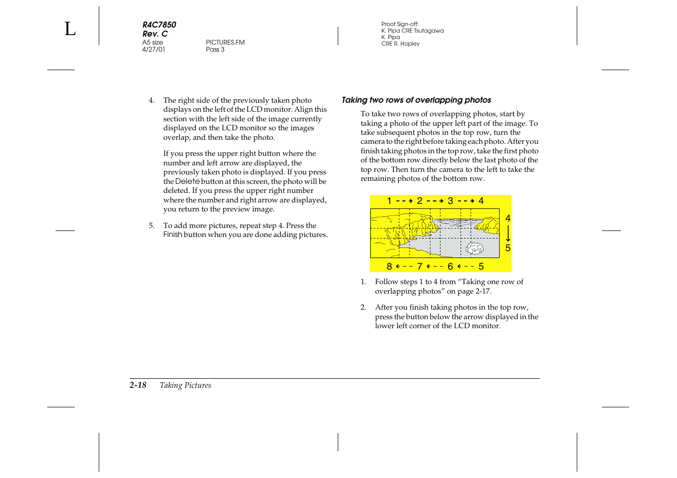 Taking two rows of overlapping photos | Epson 3100Z User Manual | Page 48 / 143